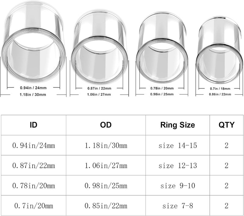 LIFEHIM 8pcs Short Glass Guitar Slide for Electric and Acoustic Resonator Guitars, Multisize Slide Guitar Long 28mm Guitar Finger Slide Ring Kit - Image 3